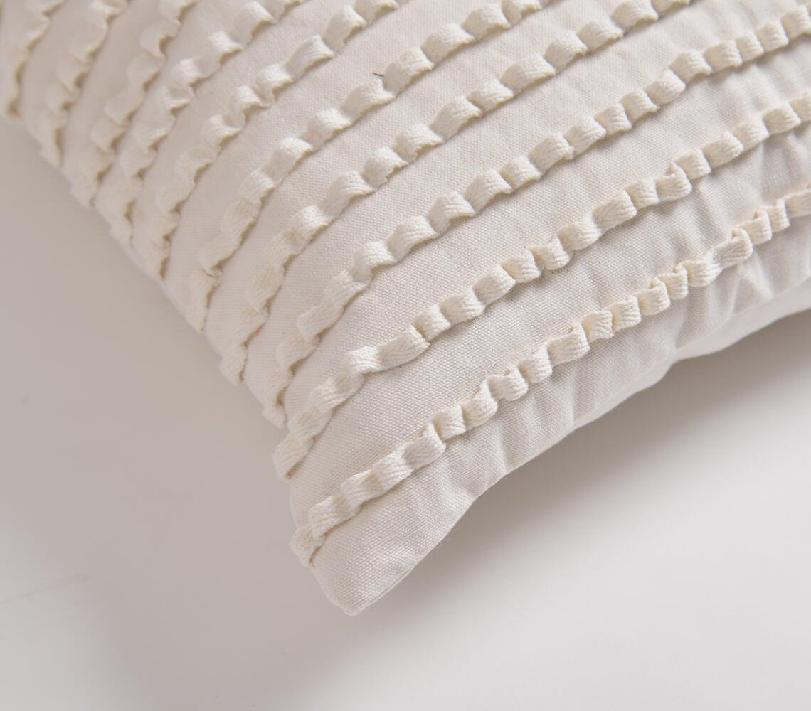 18" White Striped Cotton Throw Pillow Cover