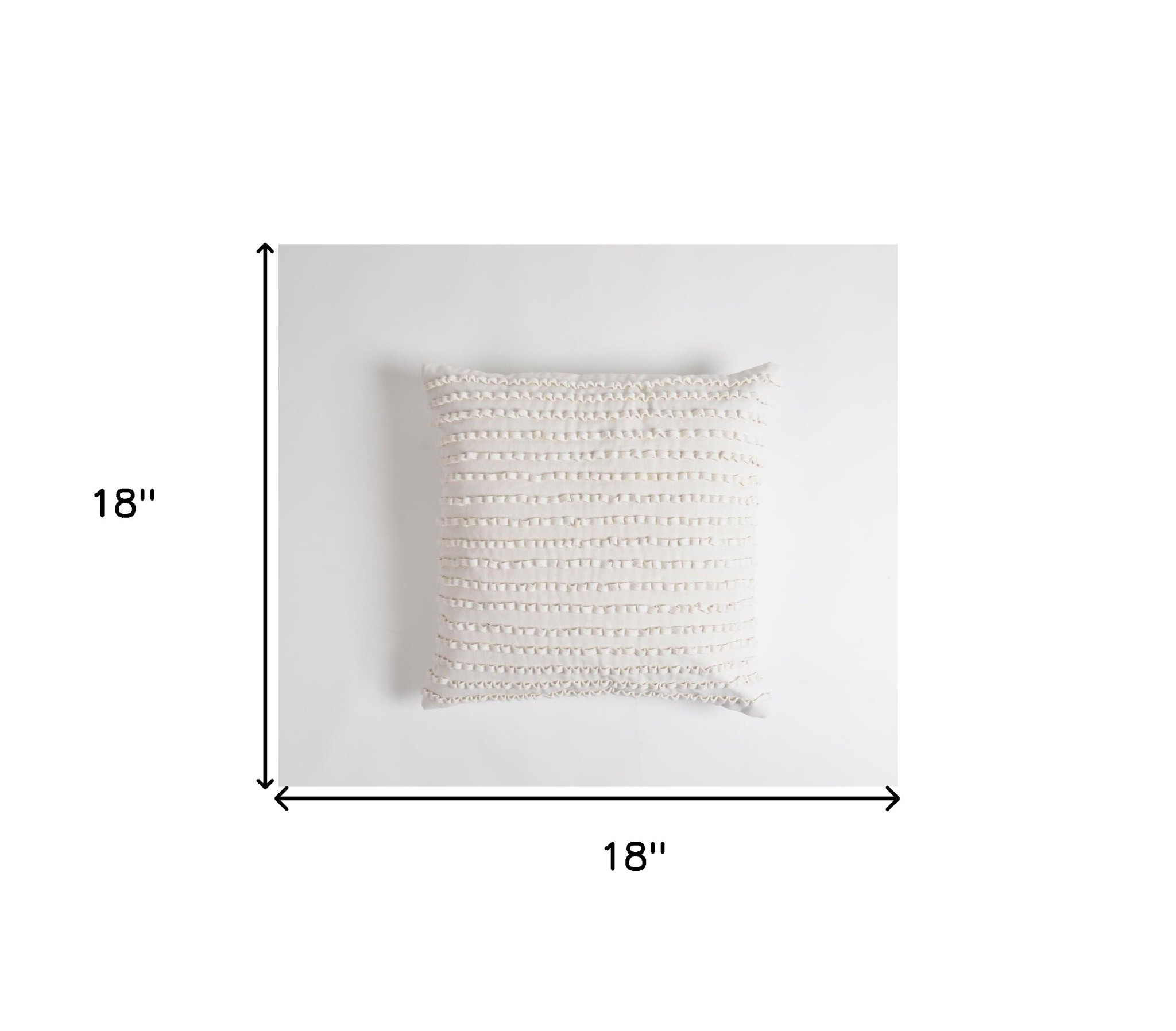 18" White Striped Cotton Throw Pillow Cover