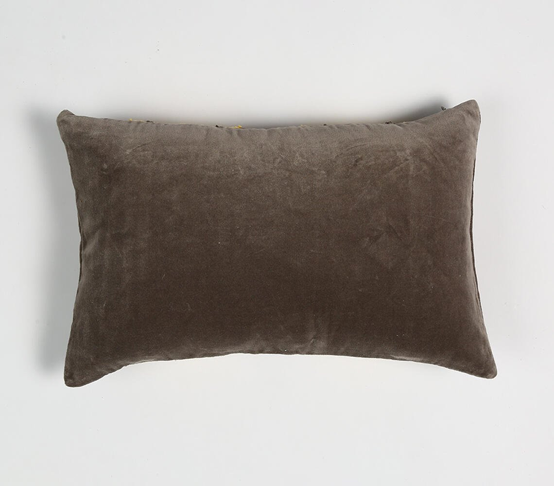 12" X 20" Yellow and Brown Striped Cotton Throw Pillow Cover With Lace