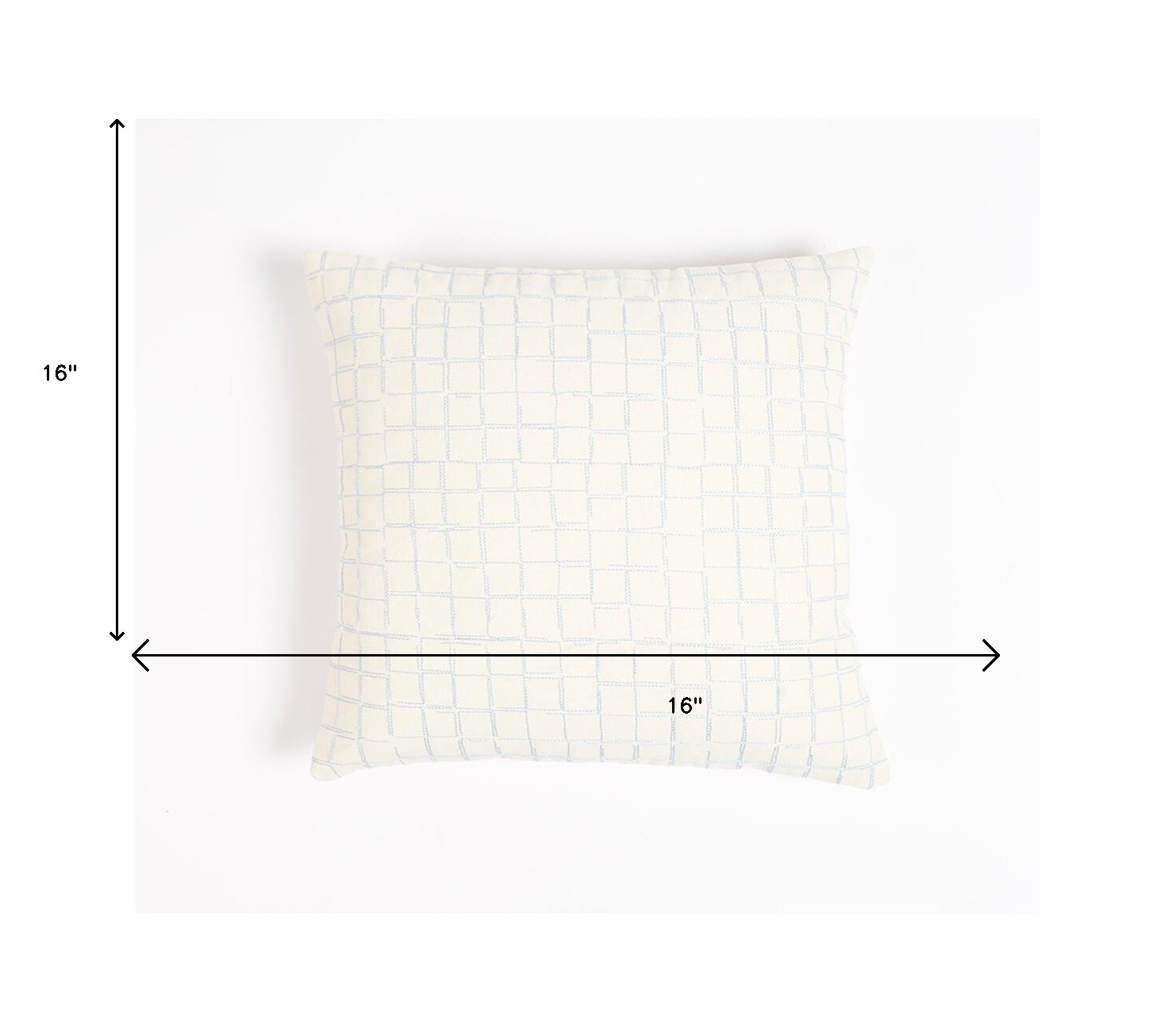 16" Beige and Gray Geometric Cotton Throw Pillow Cover With Embroidery