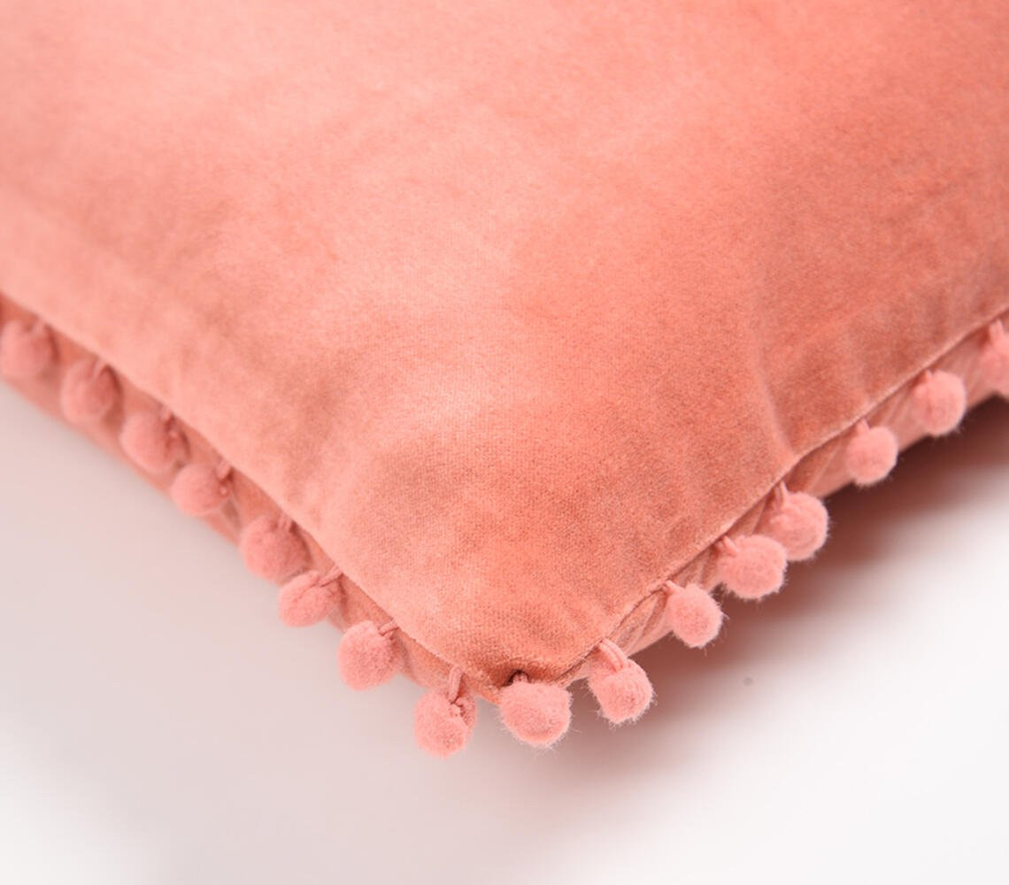 18" Brown Cotton Blend Throw Pillow Cover With Fringe