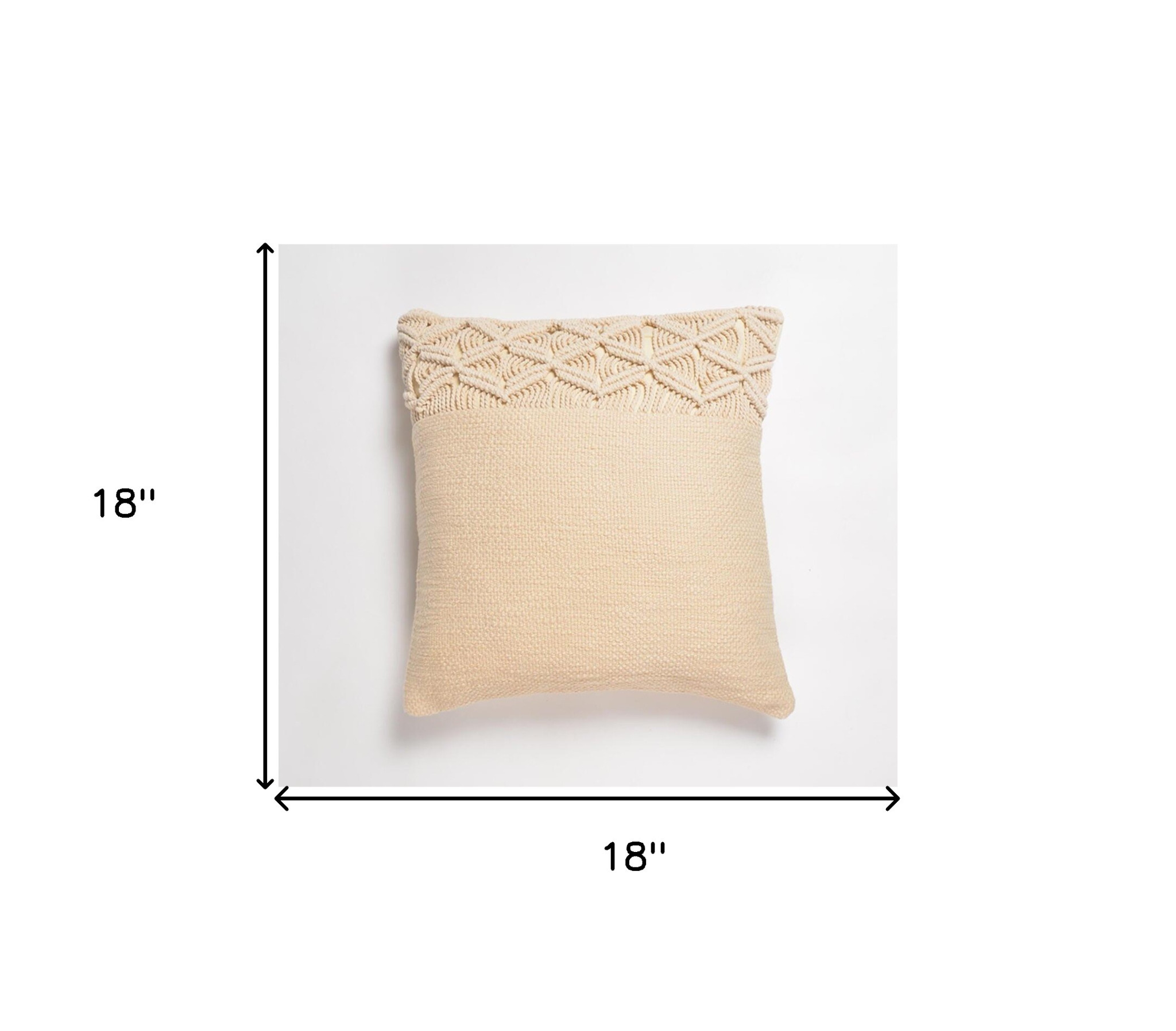 18" White Cotton Throw Pillow Cover