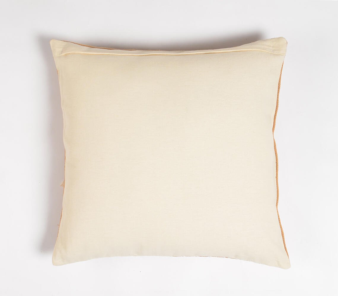 18" Beige and White Striped Cotton Throw Pillow Cover