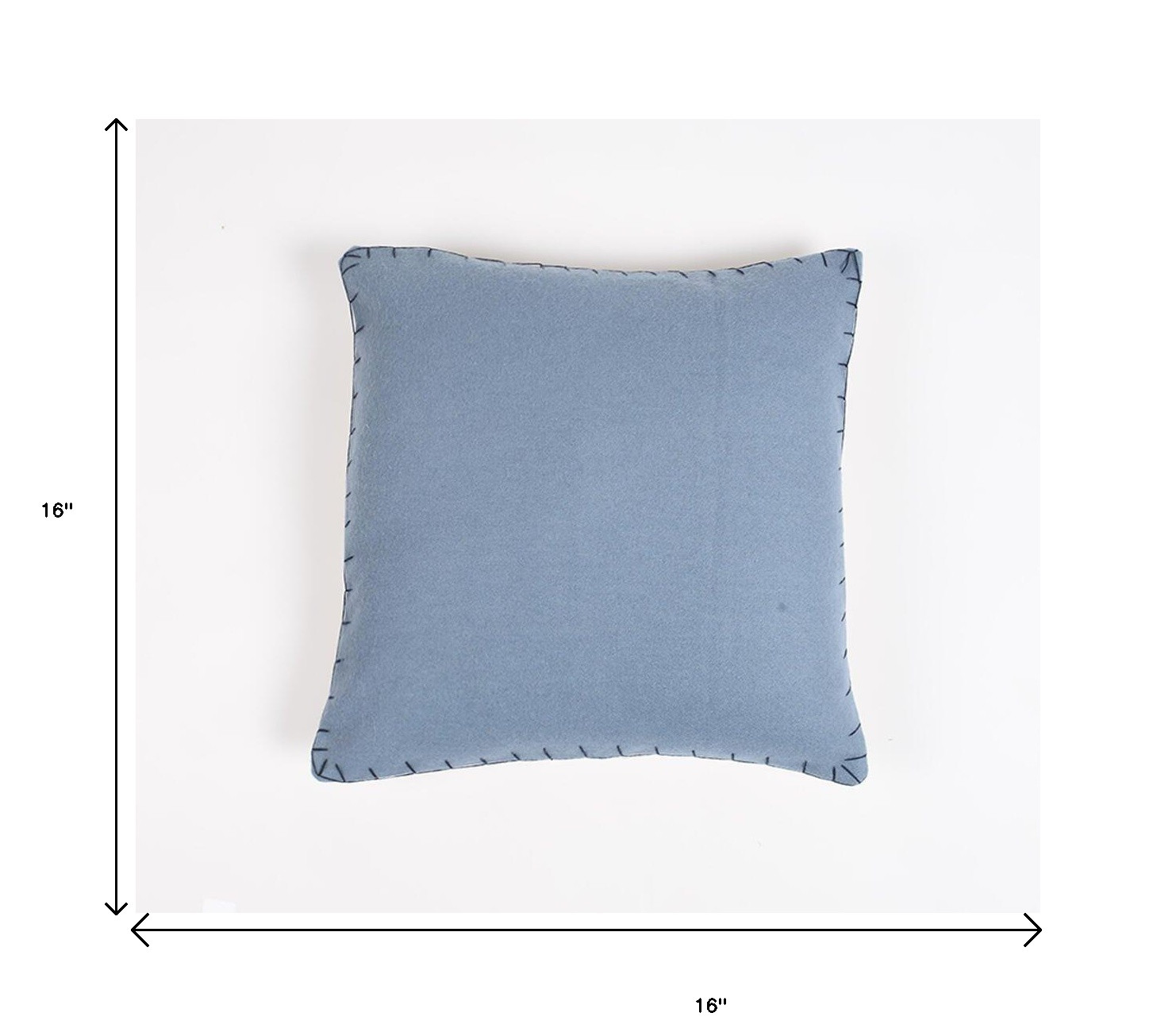16" Blue Wool Throw Pillow Cover
