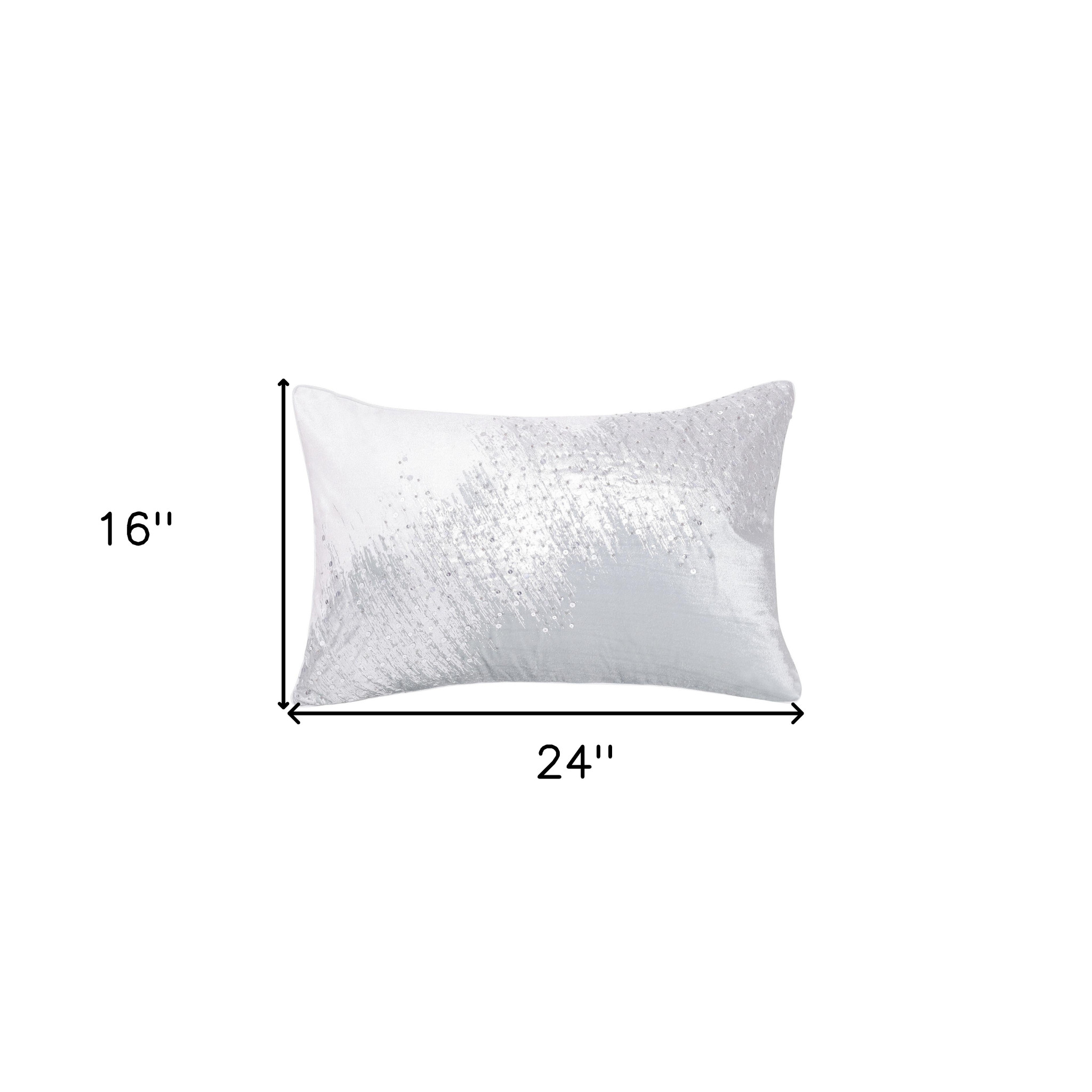 16" X 24" Ivory Abstract Polyester Zippered Pillow With Beads