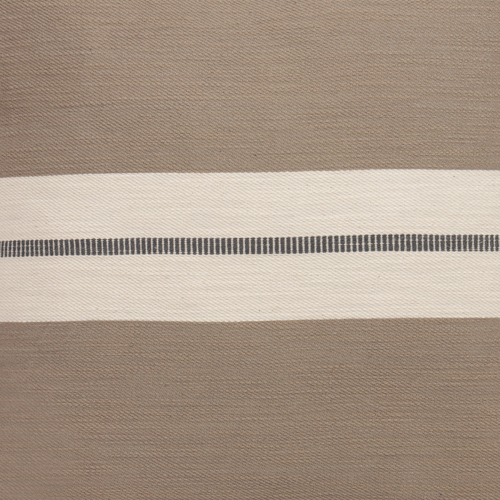 20" X 20" Brown Striped Cotton Zippered Pillow