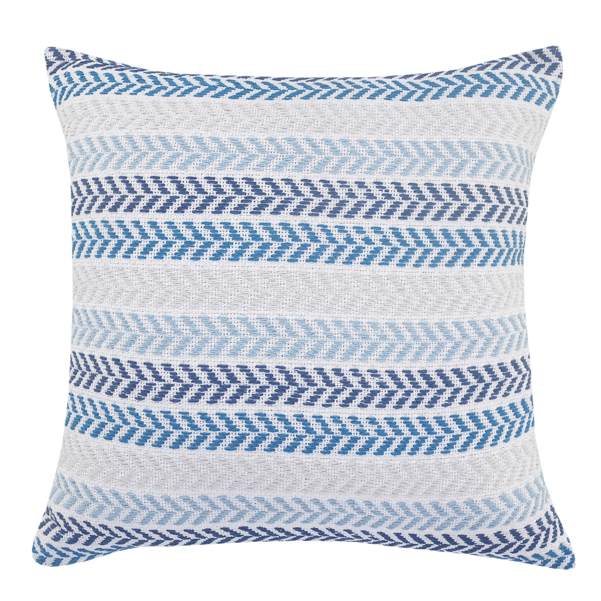Set of Two 18" X 18" Blue Beach Chevron Cotton Zippered Pillow-535266-1