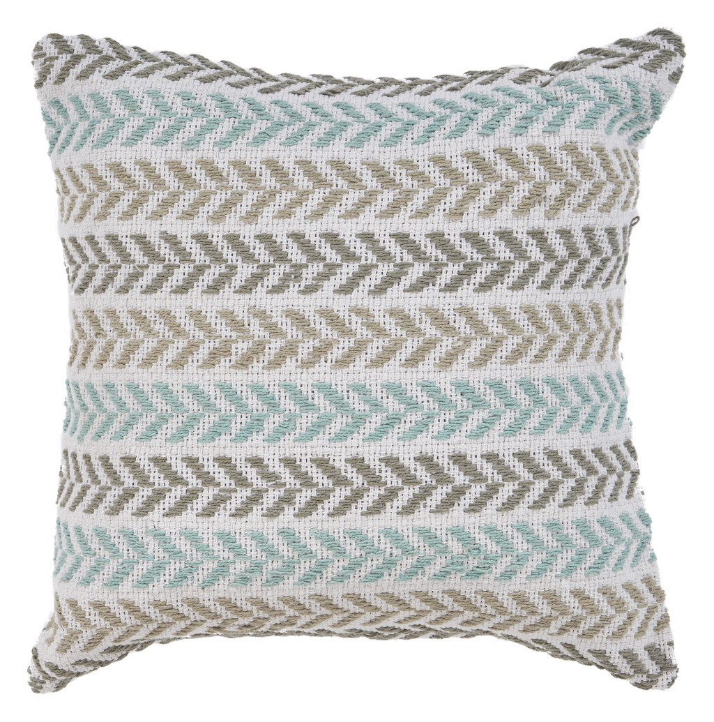 Set of Two 18" X 18" Blue Beach Chevron Cotton Zippered Pillow-535267-1