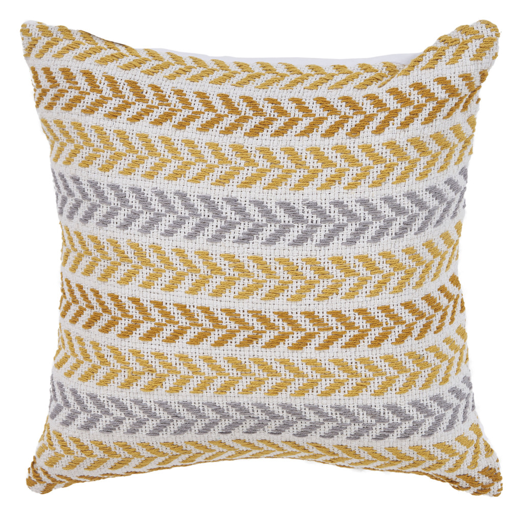 Set of Two 18" X 18" Orange Beach Chevron Cotton Zippered Pillow-535268-1