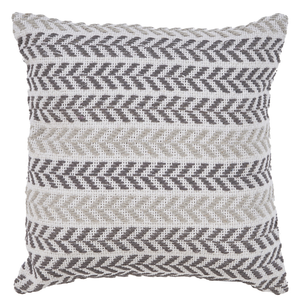 Set of Two 18" X 18" Gray Beach Chevron Cotton Zippered Pillow-535269-1