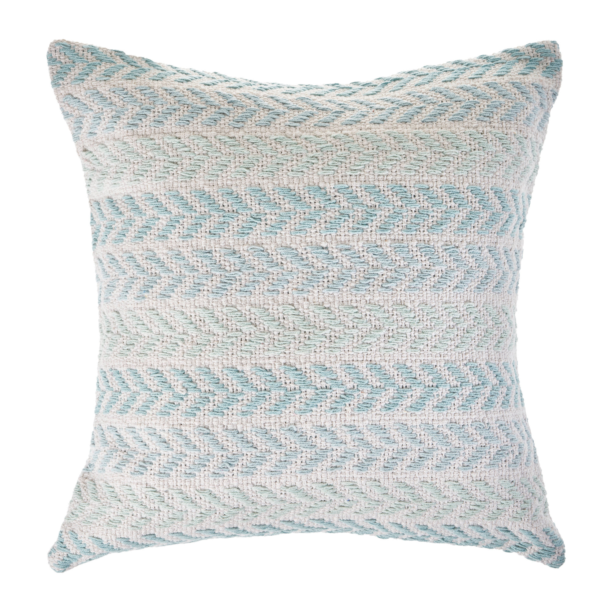 Set of Two 18" X 18" Blue Beach Chevron Cotton Zippered Pillow-535270-1