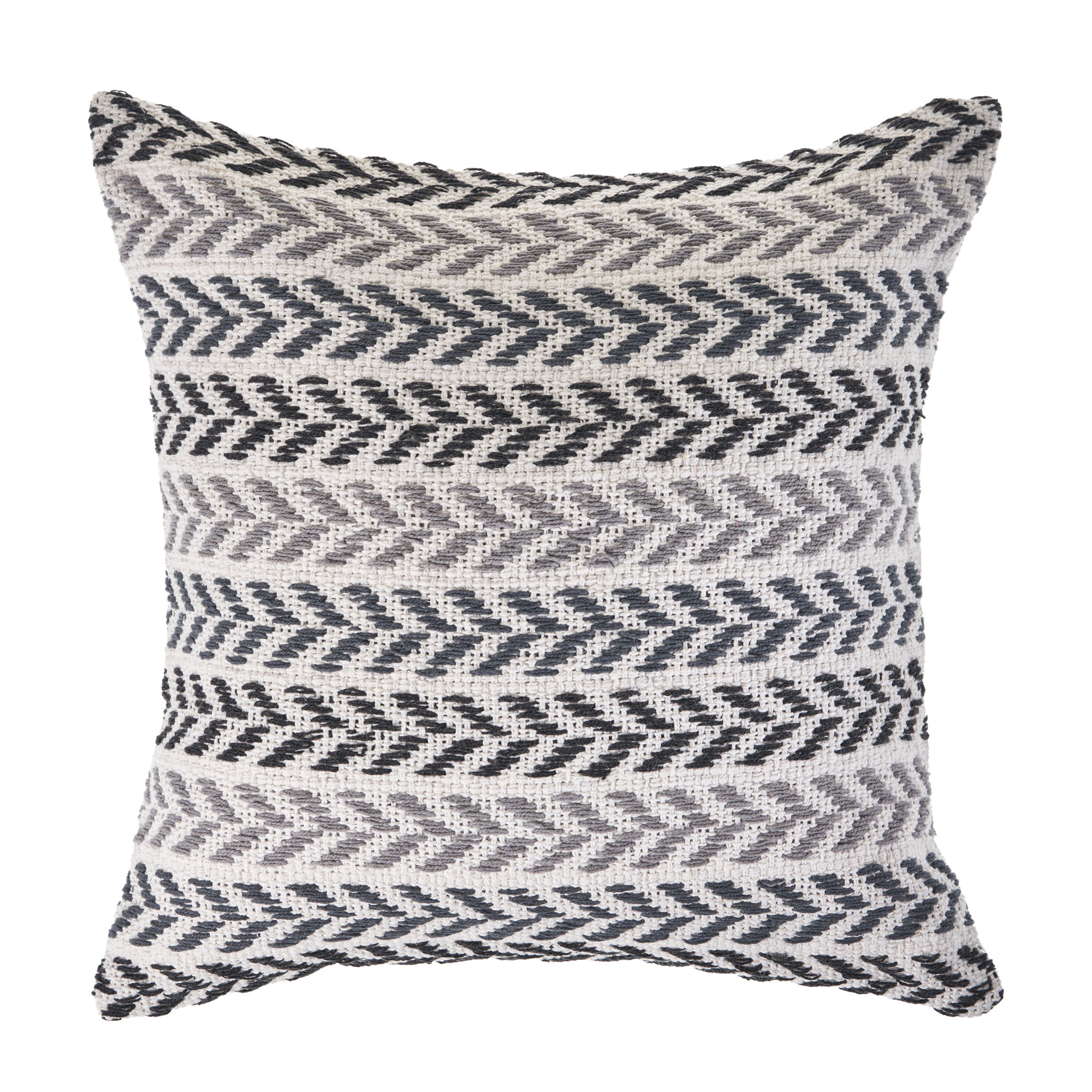 Set of Two 18" X 18" Black Beach Chevron Cotton Zippered Pillow-535272-1