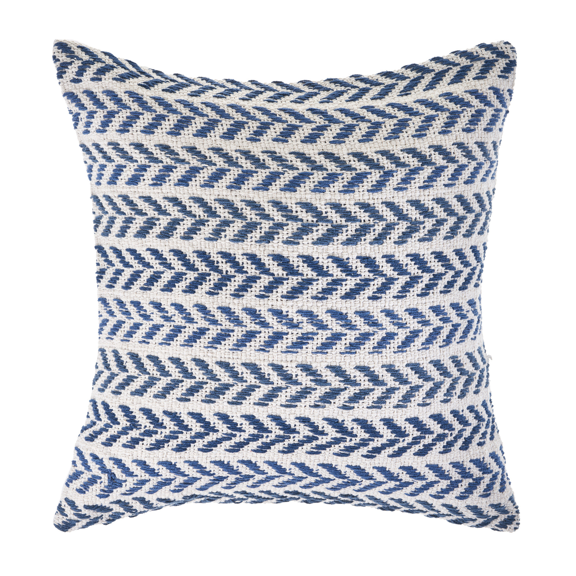 Set of Two 18" X 18" Blue Beach Chevron Cotton Zippered Pillow-535274-1