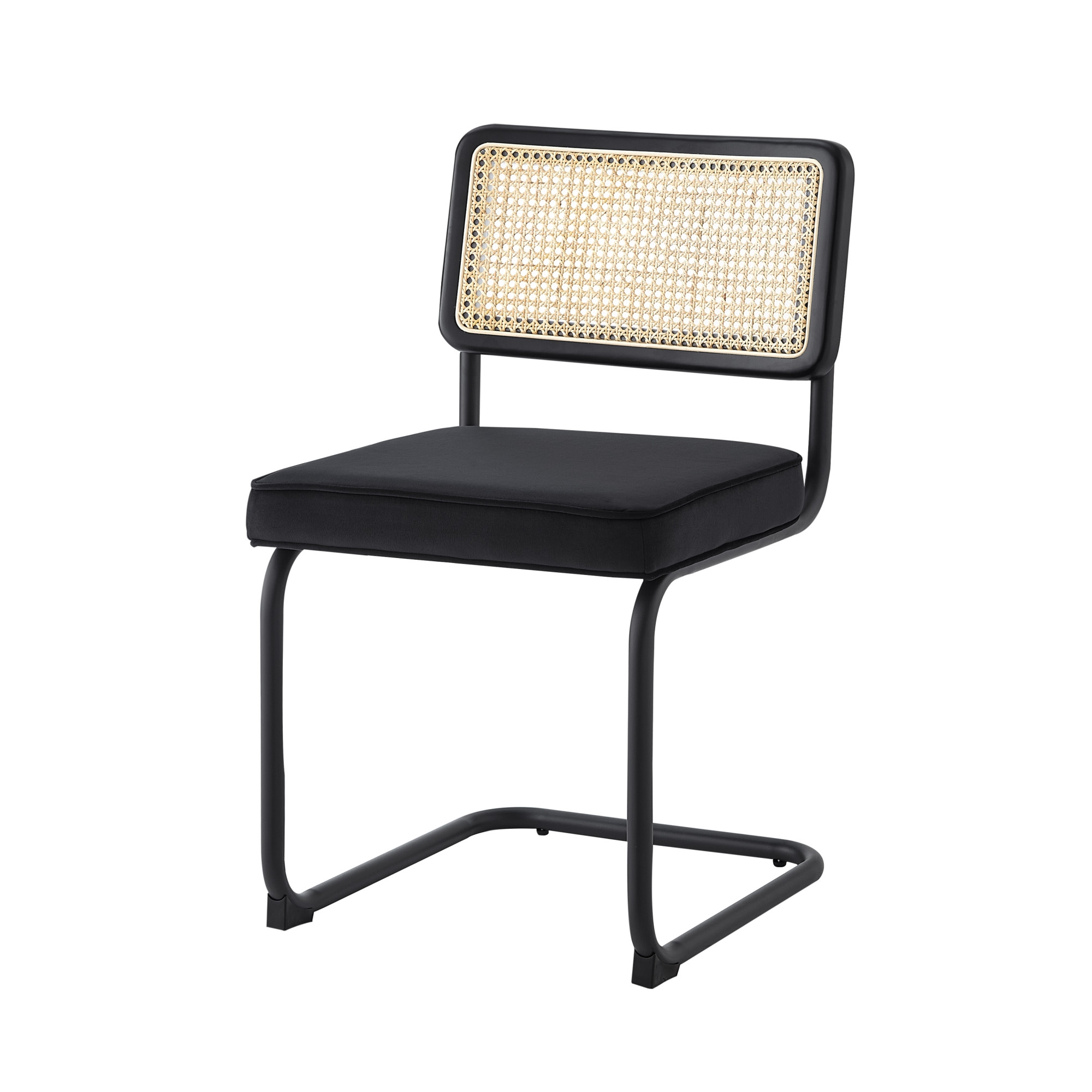 Set of Two Black Upholstered Velvet Dining Side Chairs-535359-1