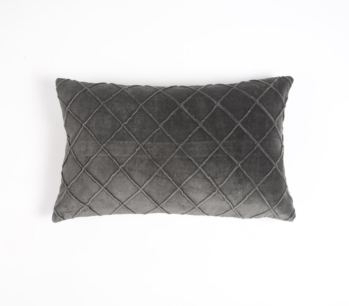 12" X 20" Gray Geometric Cotton Throw Pillow Cover