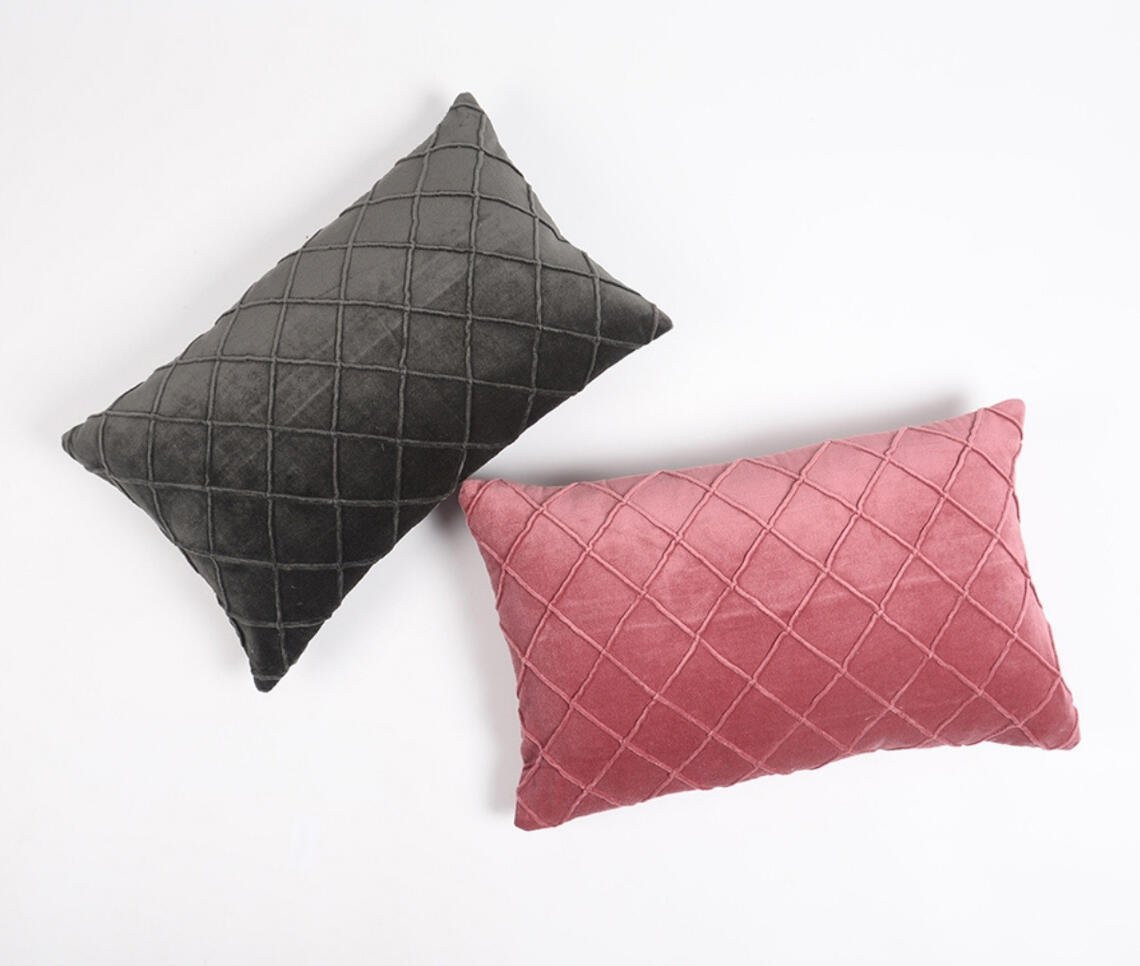 12" X 20" Gray Geometric Cotton Throw Pillow Cover