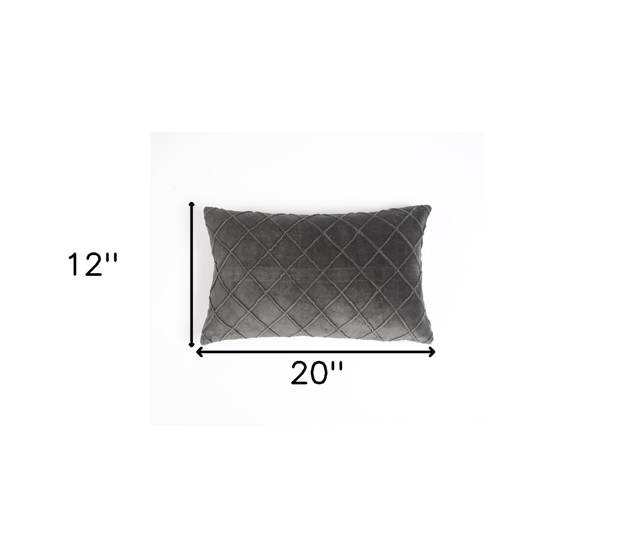 12" X 20" Gray Geometric Cotton Throw Pillow Cover