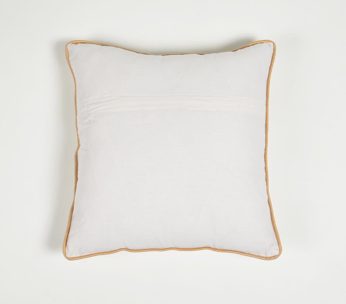 16" Yellow and White Striped Cotton Blend Throw Pillow Cover
