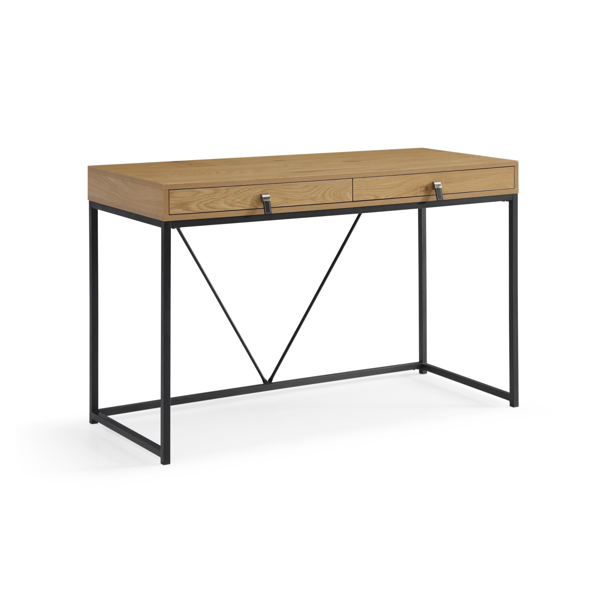 47" Natural and Black Writing Desk With Two Drawers-543778-1