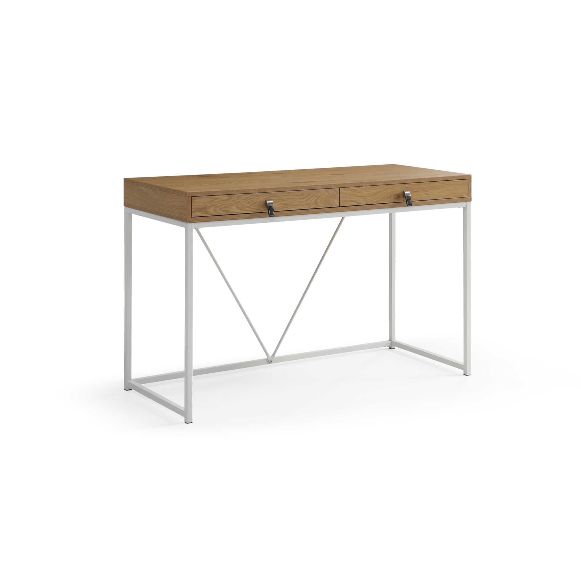 47" Natural and White Writing Desk With Two Drawers-543779-1