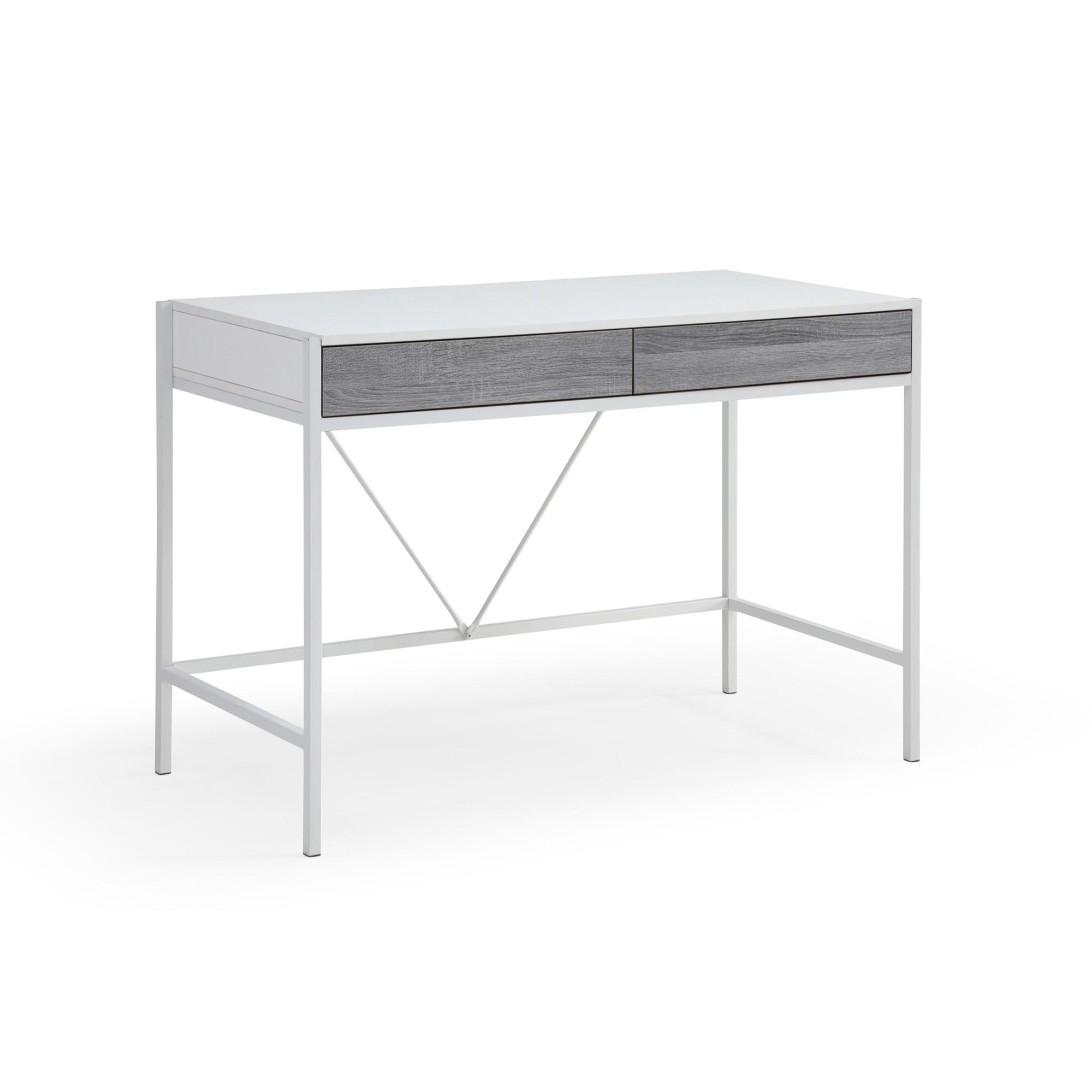 43" White and Gray Writing Desk With Two Drawers-543783-1