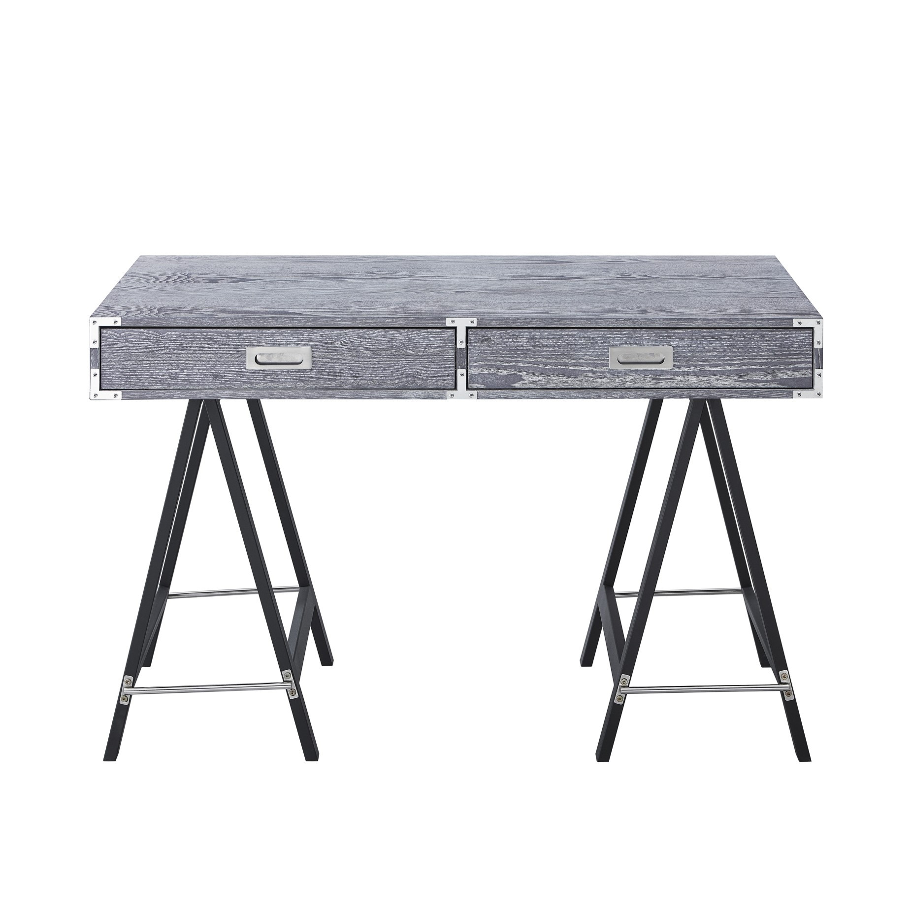 47" Gray and Black Writing Desk With Two Drawers-543800-1