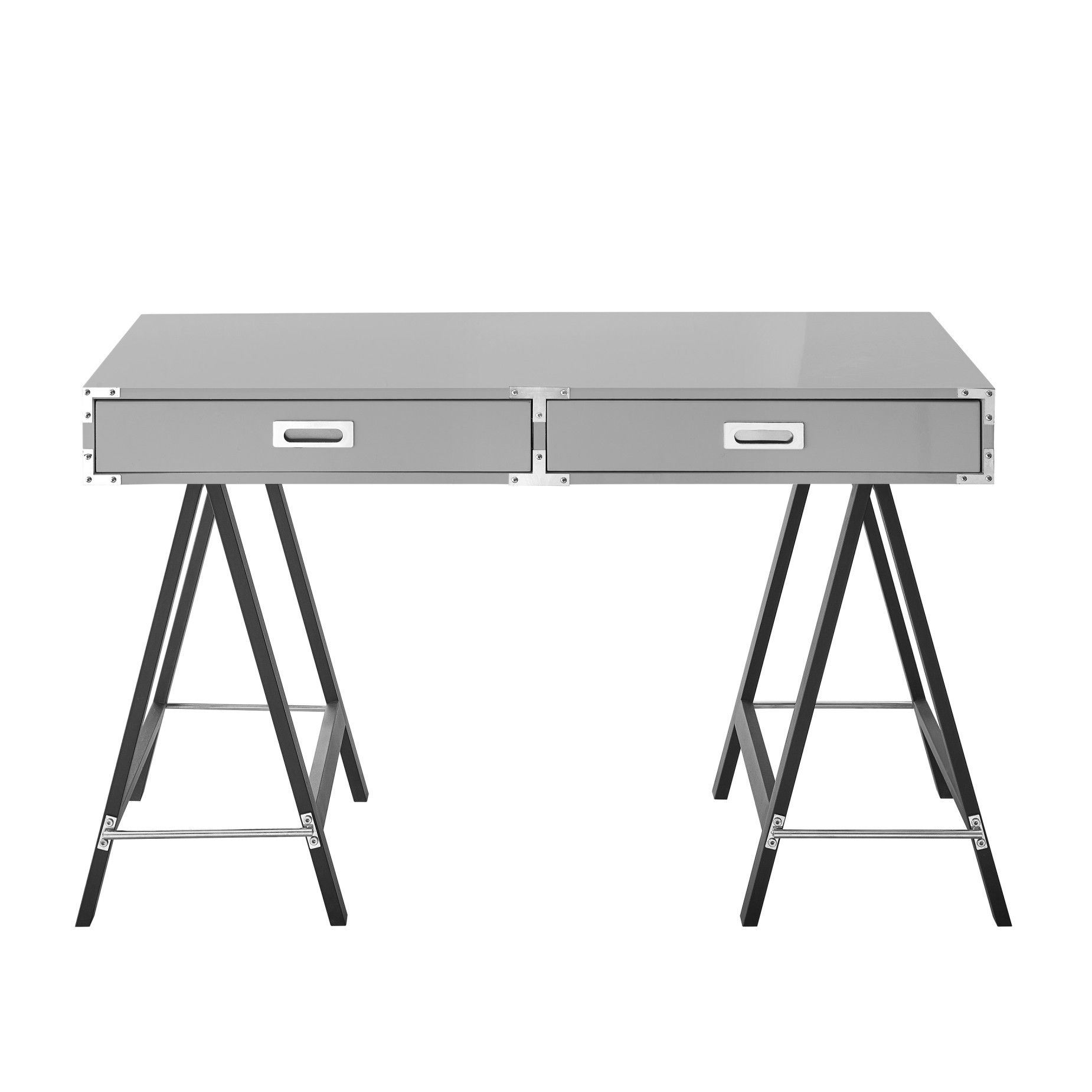 47" Light Gray and Black Writing Desk With Two Drawers-543801-1