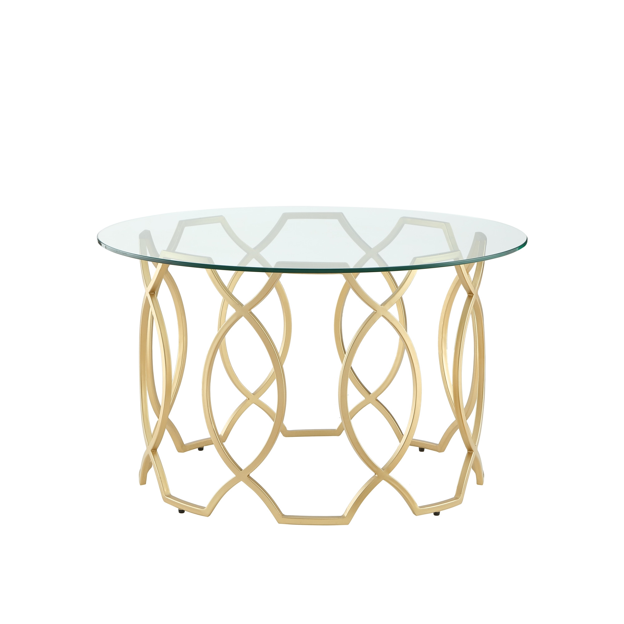 32" Clear And Gold Glass And Iron Round Coffee Table-543866-1