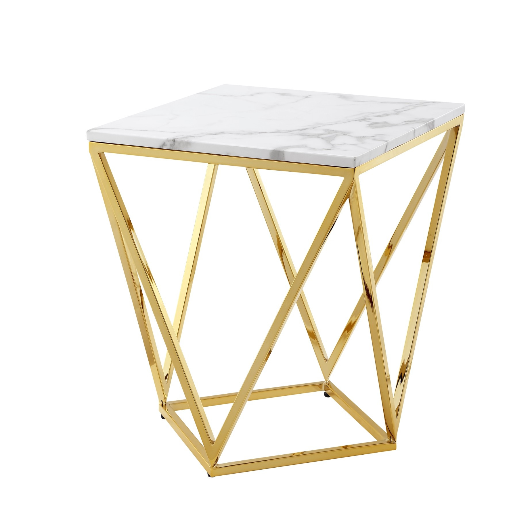 22" Gold and White Stone End Table-543888-1