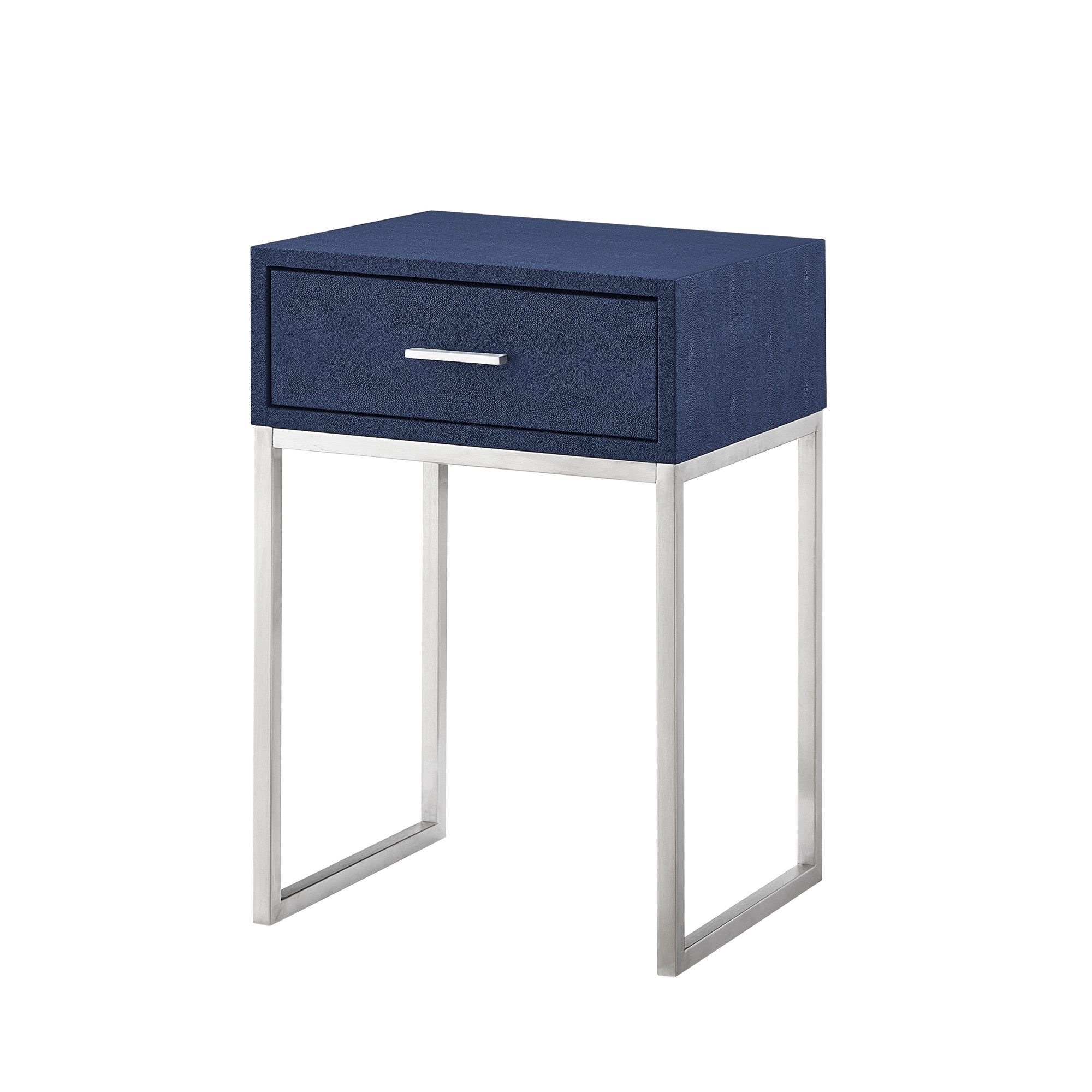 24" Silver Metallic and Navy Blue End Table with Drawer-543907-1