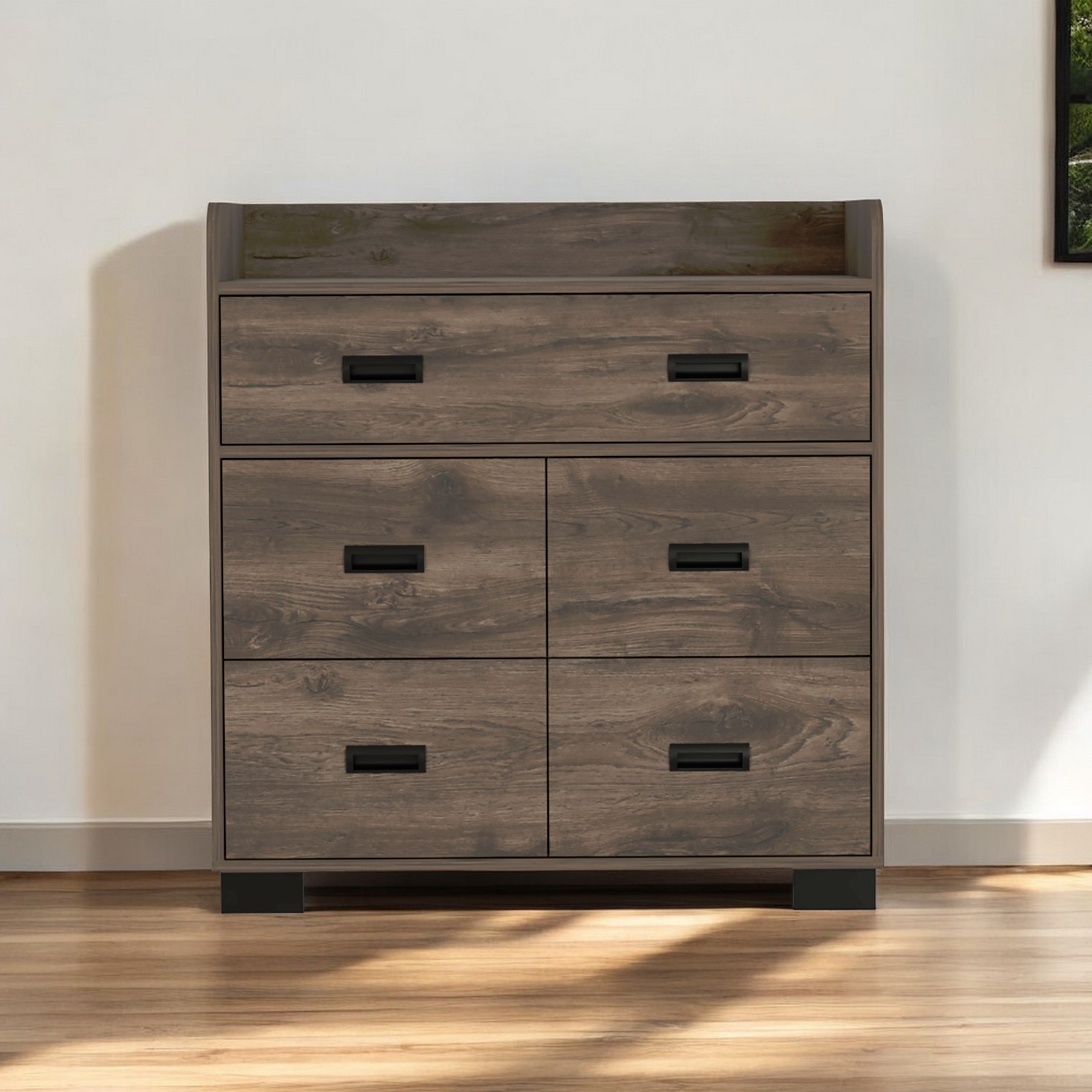 34" Dark Brown Five Drawer Dresser-544015-1