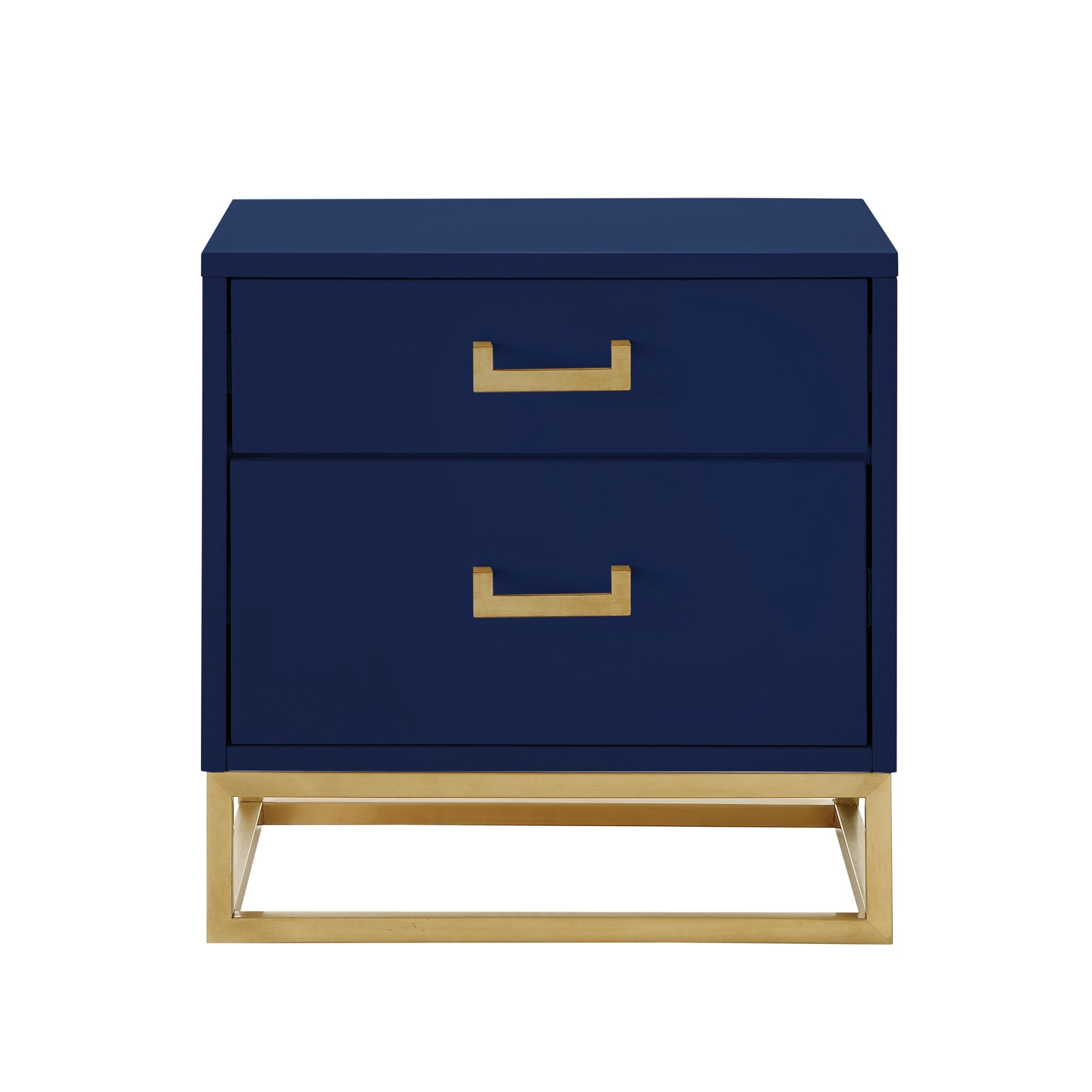 20" Gold and Dark Blue End Table with Two Drawers-544085-1