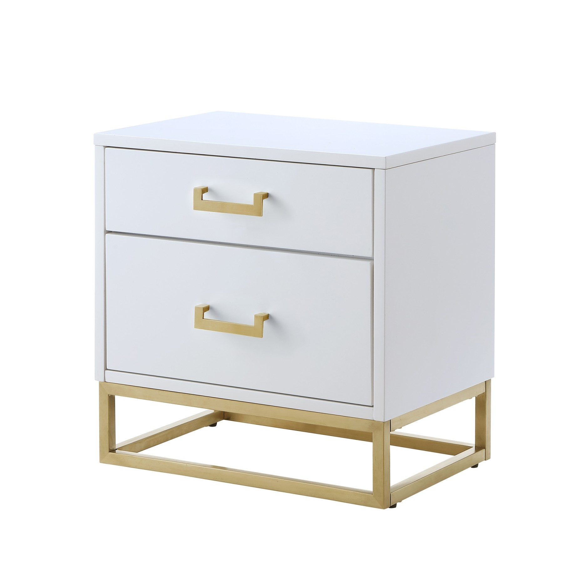 20" Gold and White End Table with Two Drawers-544087-1