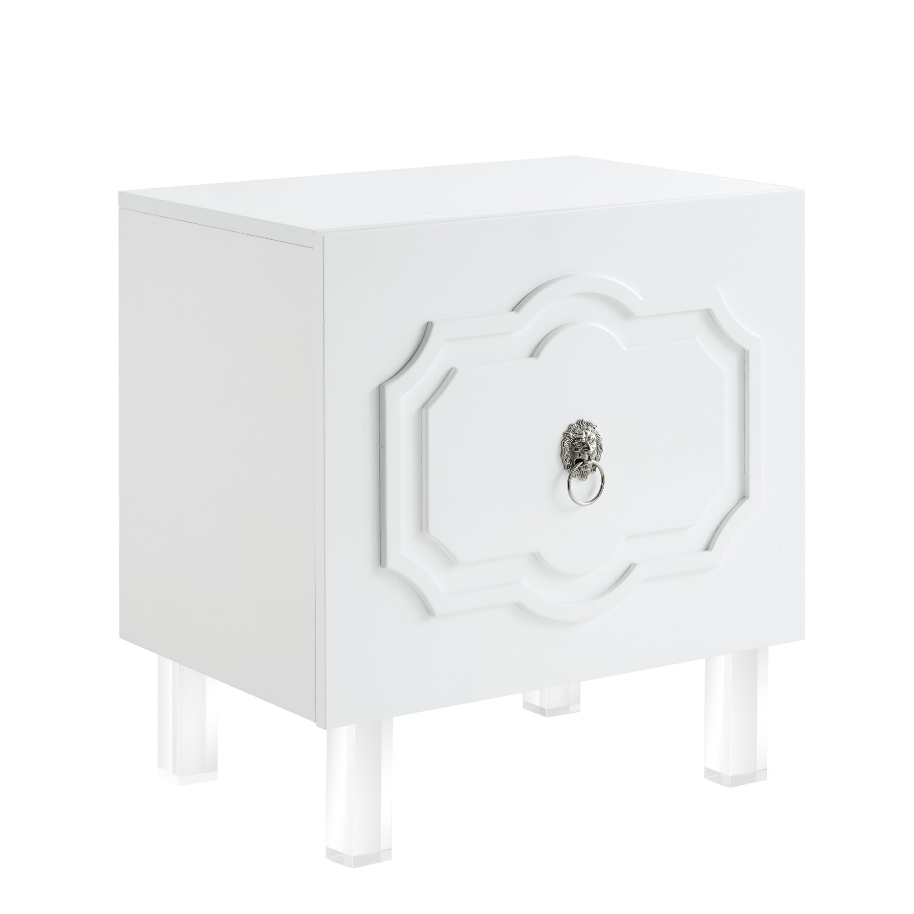 24" Clear And White Wood End Table With Two Shelves-544105-1