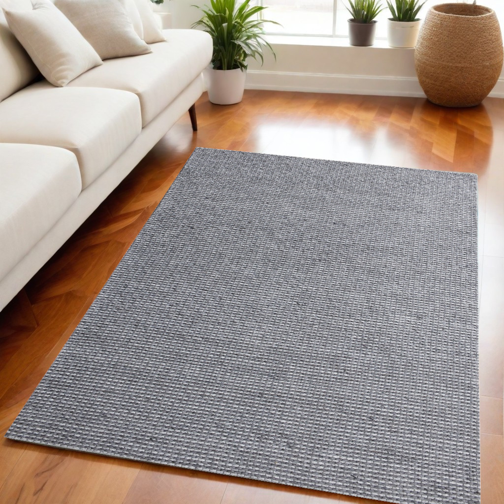 5' x 8' Gray Wool Striped Hand Woven Area Rug-544116-1