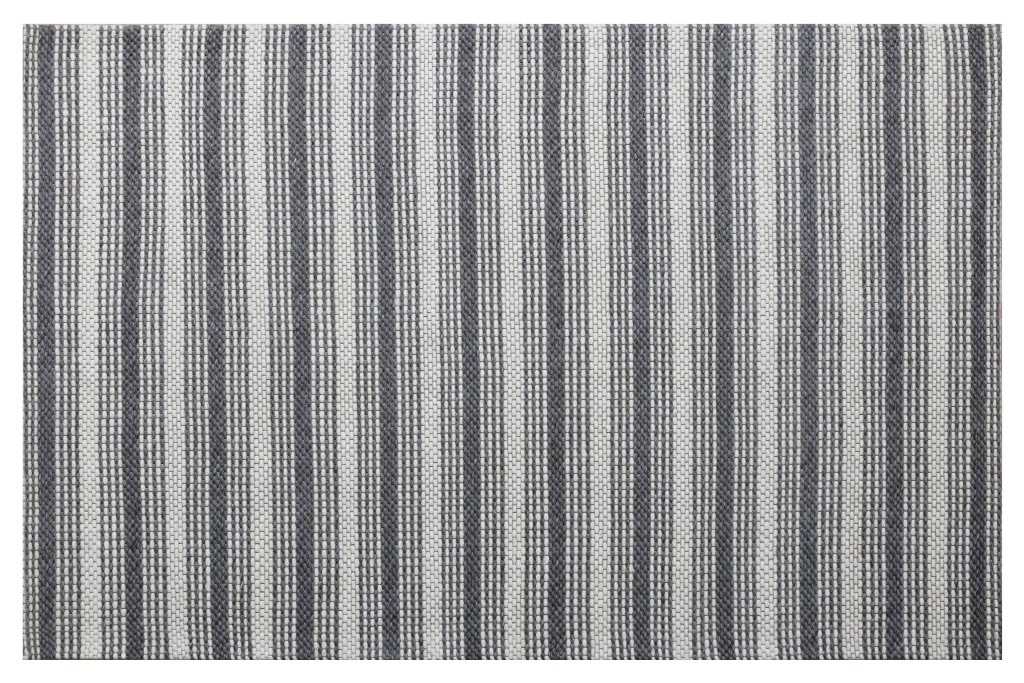 5' x 8' Gray and Ivory Striped Hand Woven Non Skid Area Rug-544128-1