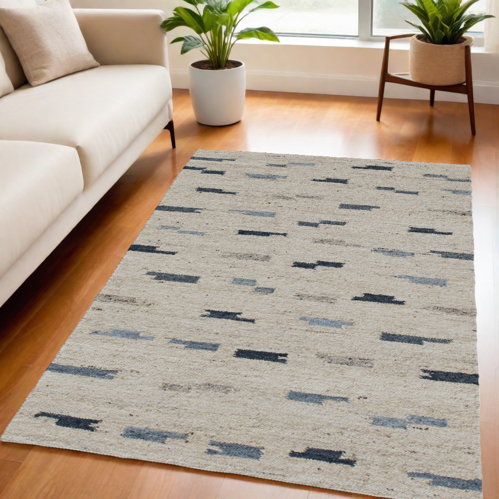 5' x 8' Blue and Gray Abstract Hand Woven Area Rug-544137-1
