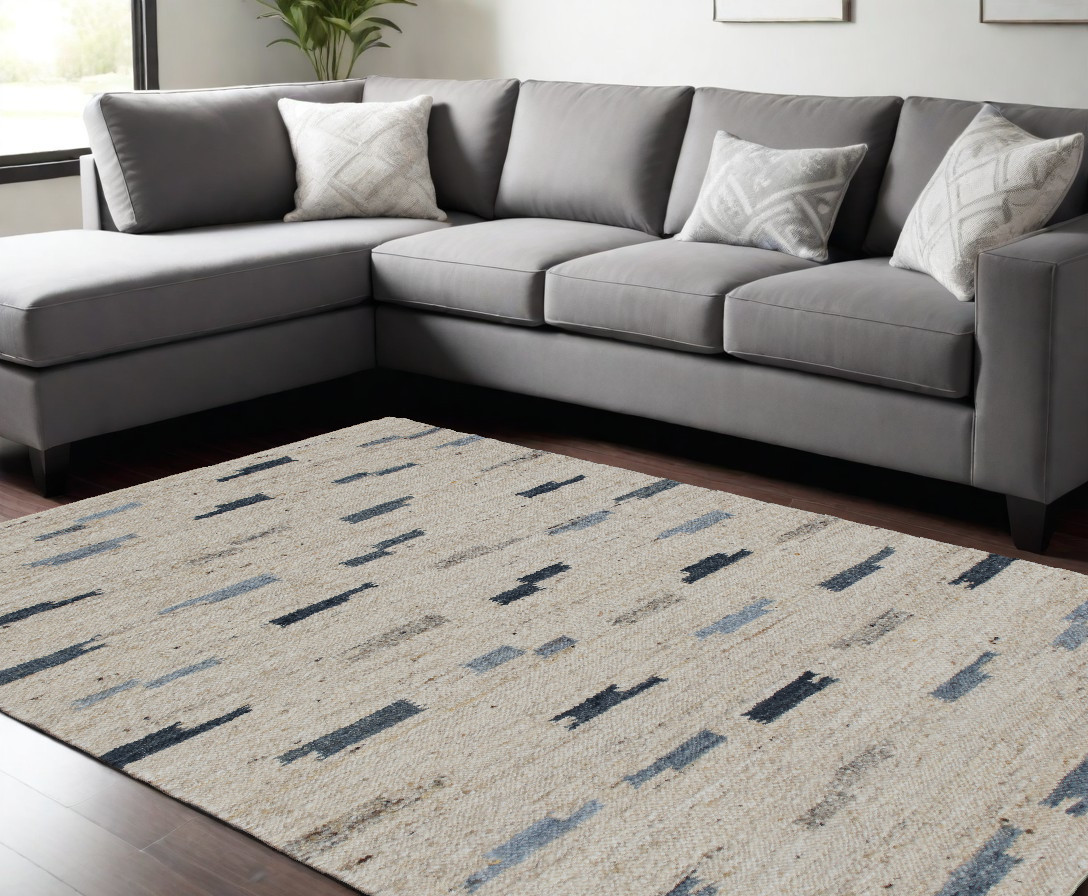 8' x 10' Blue and Gray Abstract Hand Woven Area Rug-544138-1