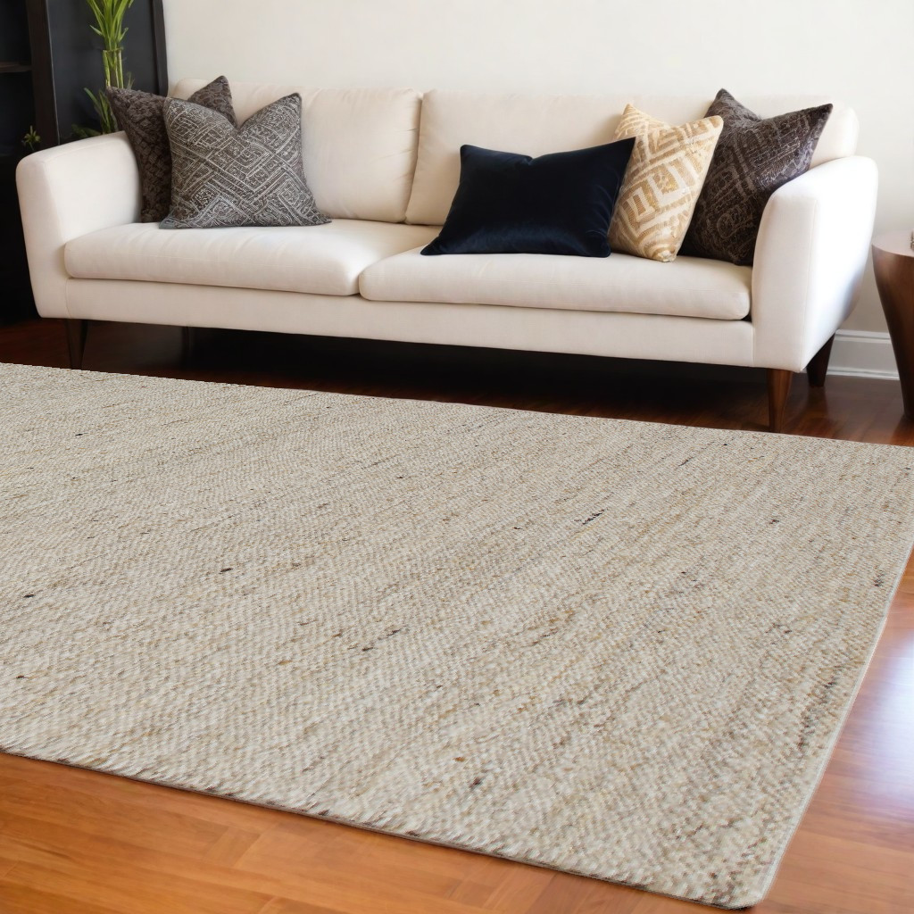 9' x 12' Beige and White Hand Woven Area Rug-544142-1