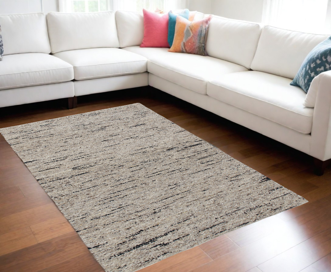 9' x 12' Beige and Black Abstract Hand Woven Area Rug-544145-1