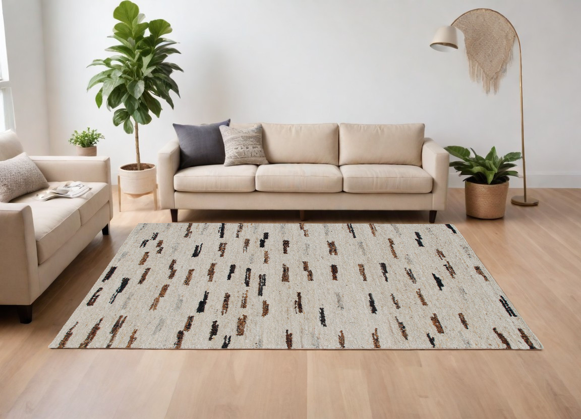 9' x 12' Brown and Black Abstract Hand Woven Area Rug-544148-1