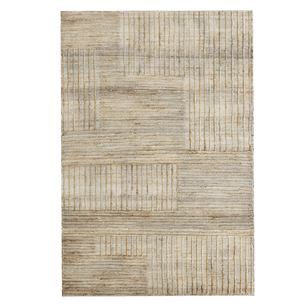 8' x 10' Brown Striped Hand Woven Area Rug-544159-1
