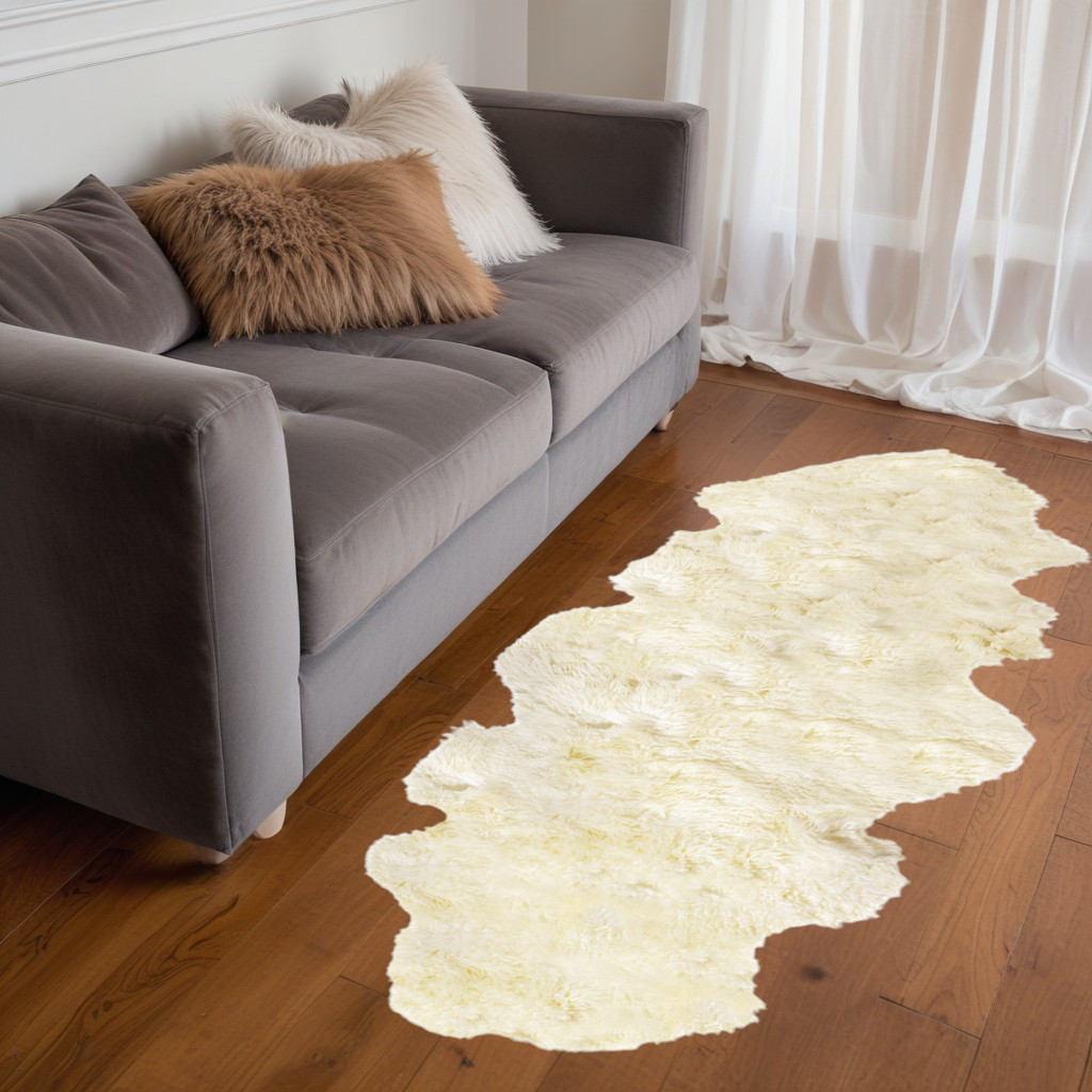 2" X 6" Natural Sheepskin Handmade Area Rug