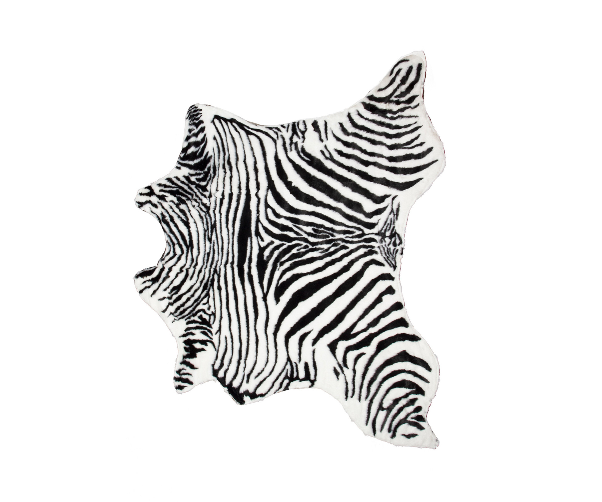 4" X 5" Black and White Faux Fur Printed Area Rug
