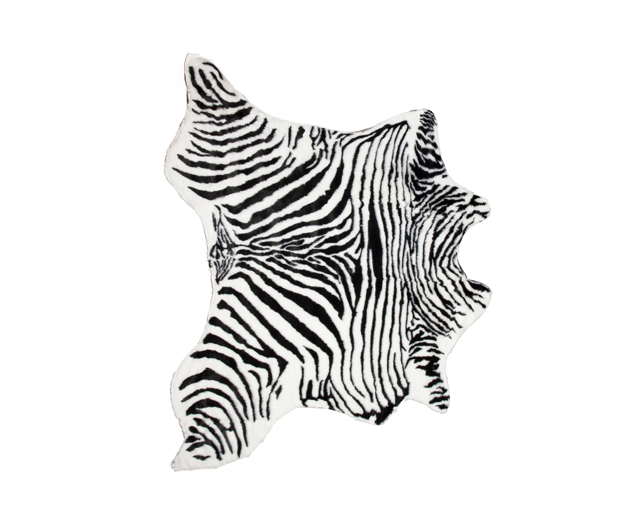 4" X 5" Black and White Faux Fur Printed Area Rug