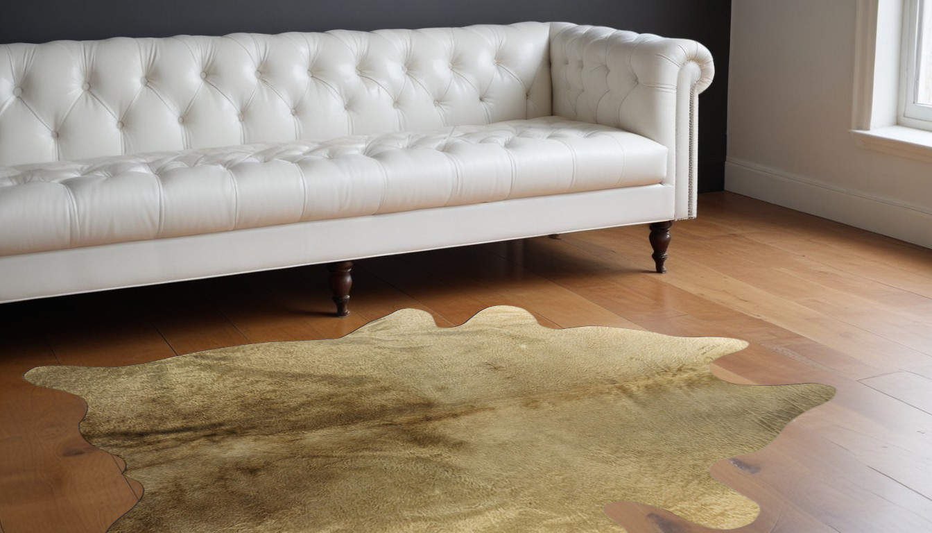 5' x 7' Gold Cowhide Hand Knotted Area Rug-544305-1