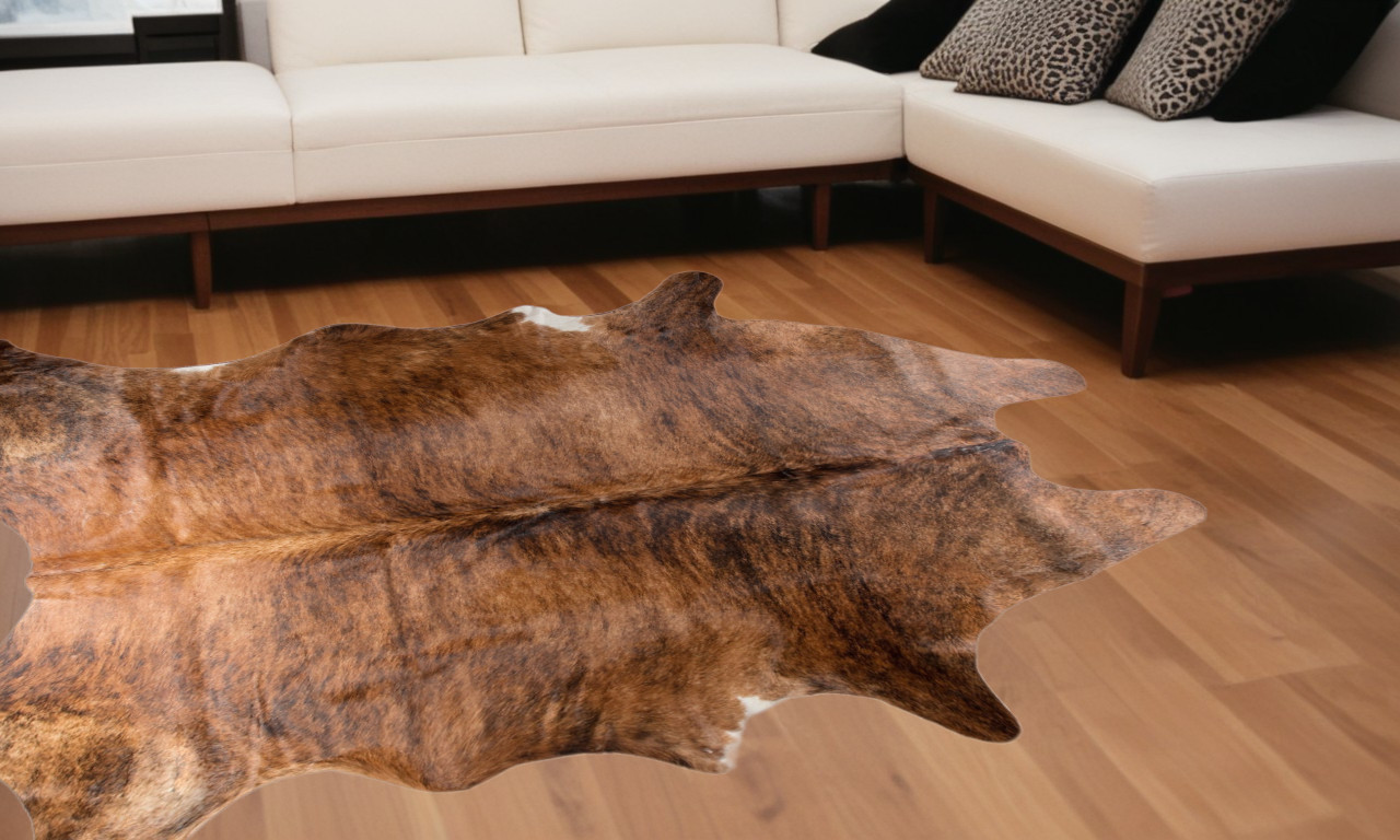 6' x 7' Brown Cowhide Hand Knotted Area Rug-544317-1