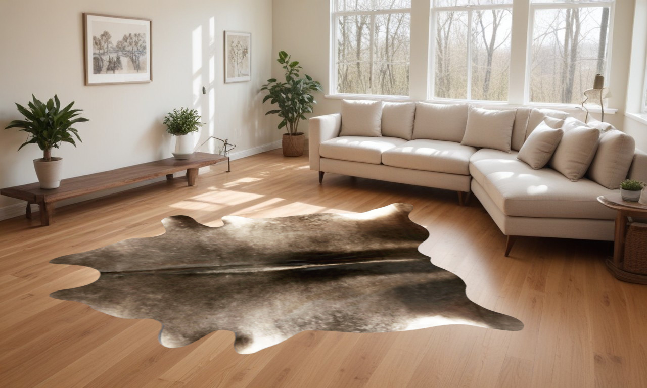 6' x 7' Brown Cowhide Hand Knotted Area Rug-544320-1
