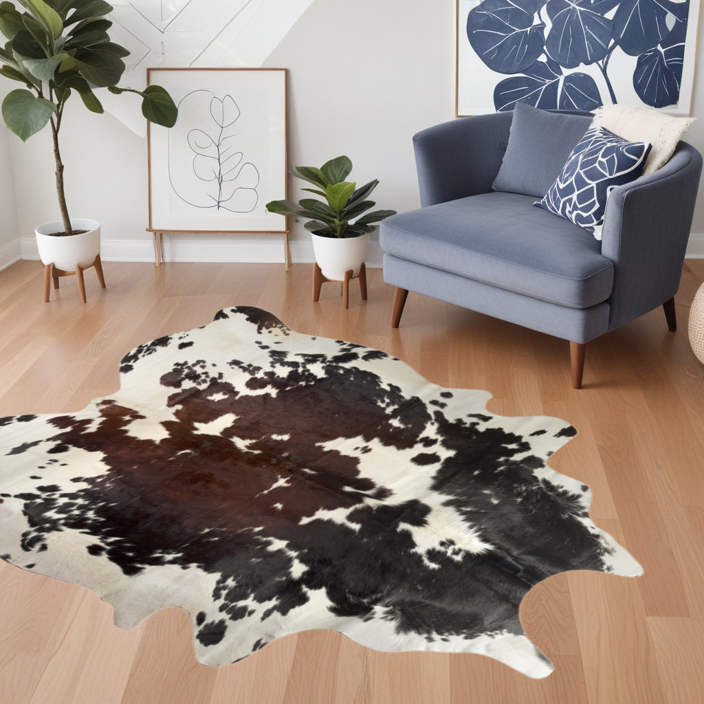5' x 7' Brown and White Cowhide Hand Knotted Area Rug-544329-1