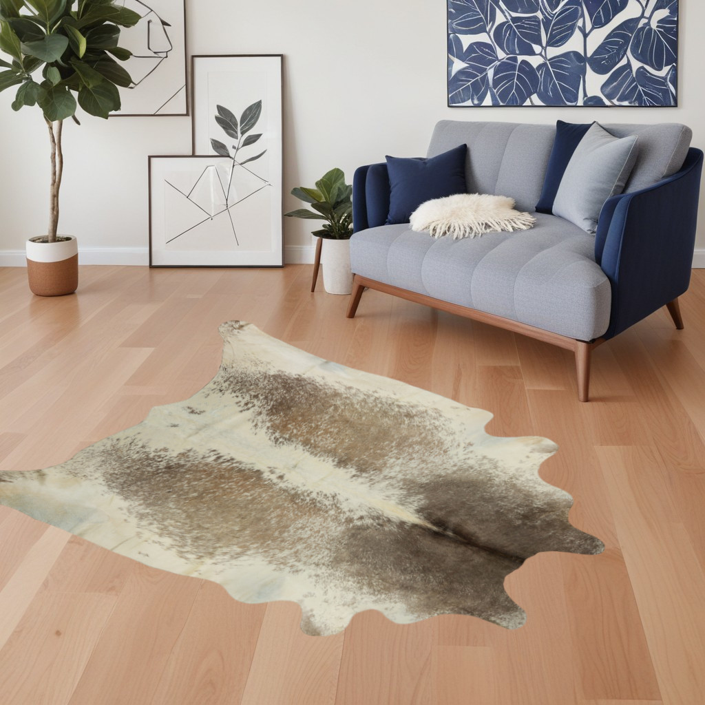 5' x 7' Brown and White Cowhide Hand Knotted Area Rug-544338-1
